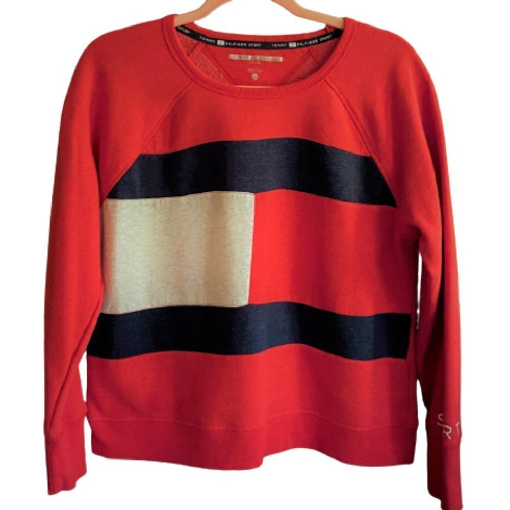 Tommy Hilfiger Sport retro vintage inspired Sweatshirt Colour Block Flag Logo